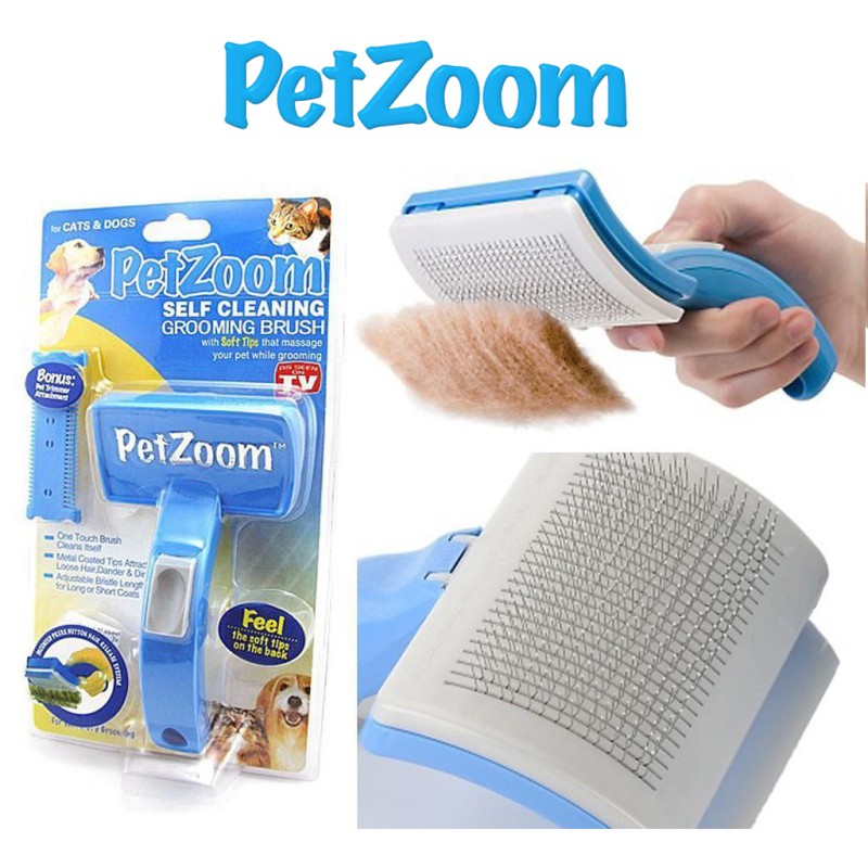 Sikat Sisir Hewan Pet Zoom Self Cleaning Grooming Brush PetZoom Anjing