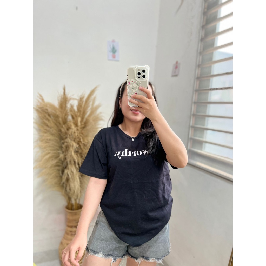 KAOS WORTHY | BAJU TUMBLR TEE SHIRT OVERSIZE DUSTY ROSE BLUE HITAM BEIGE | TUMBLR TEE | KOREA STYLE
