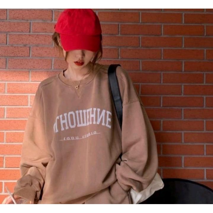 OTHOWEHNE SWEATER SWITER SWETER OVERSIZE CREWNECK PRIA WANITA