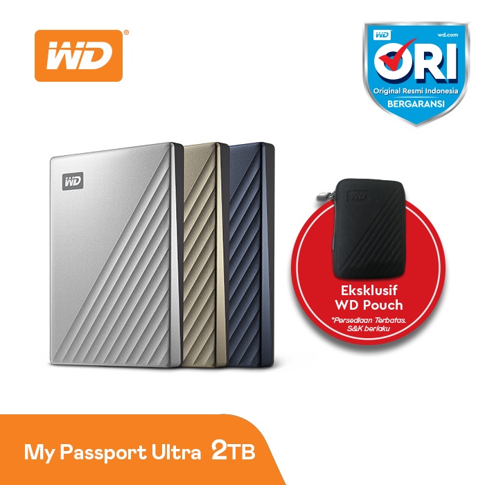 WD My Passport Ultra 2TB - HD Eksternal USB Type-C Garansi Resmi 3 Tahun