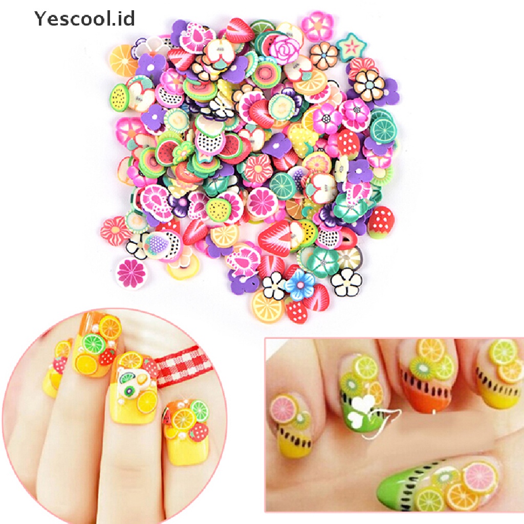 250pcs Stiker Polymer Clay Desain Campur Untuk Dekorasi Manicure Nail Art