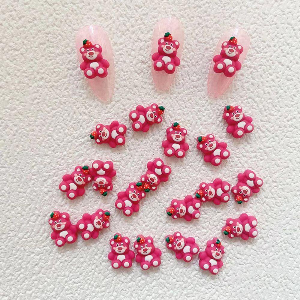 Rebuy Kartun Dekorasi Kuku Gaya Jepang Fashion Aksesoris Ponsel Resin Nail Art Charms Beruang Anjing Kuku Set Perhiasan