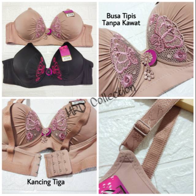 Bra Jumbo / BH Jumbo Busa Tipis Tanpa Kawat Kait Tiga -  Meikeshang 128