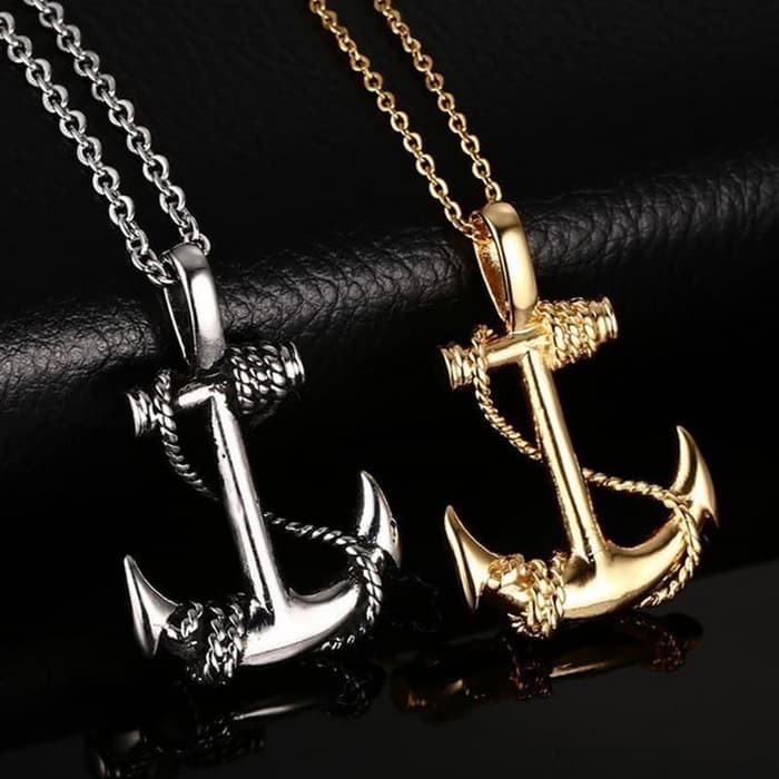  Kalung Jangkar  Vintage Alloy Anchor Necklace HipHop Lapis 