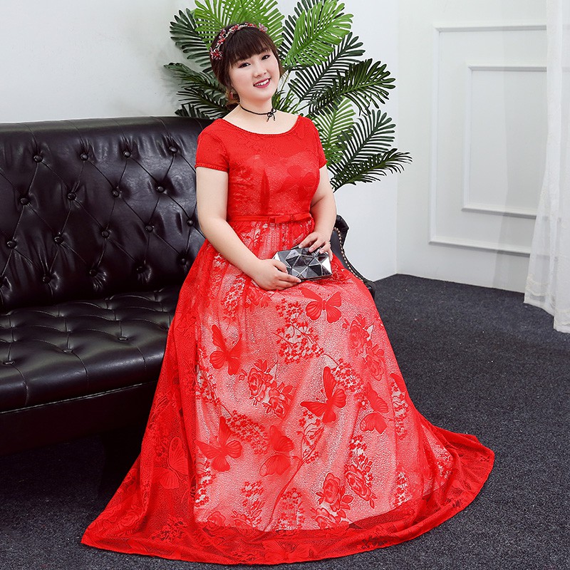Gaun Pesta 1809033 Merah Big Size Party Dress Gown