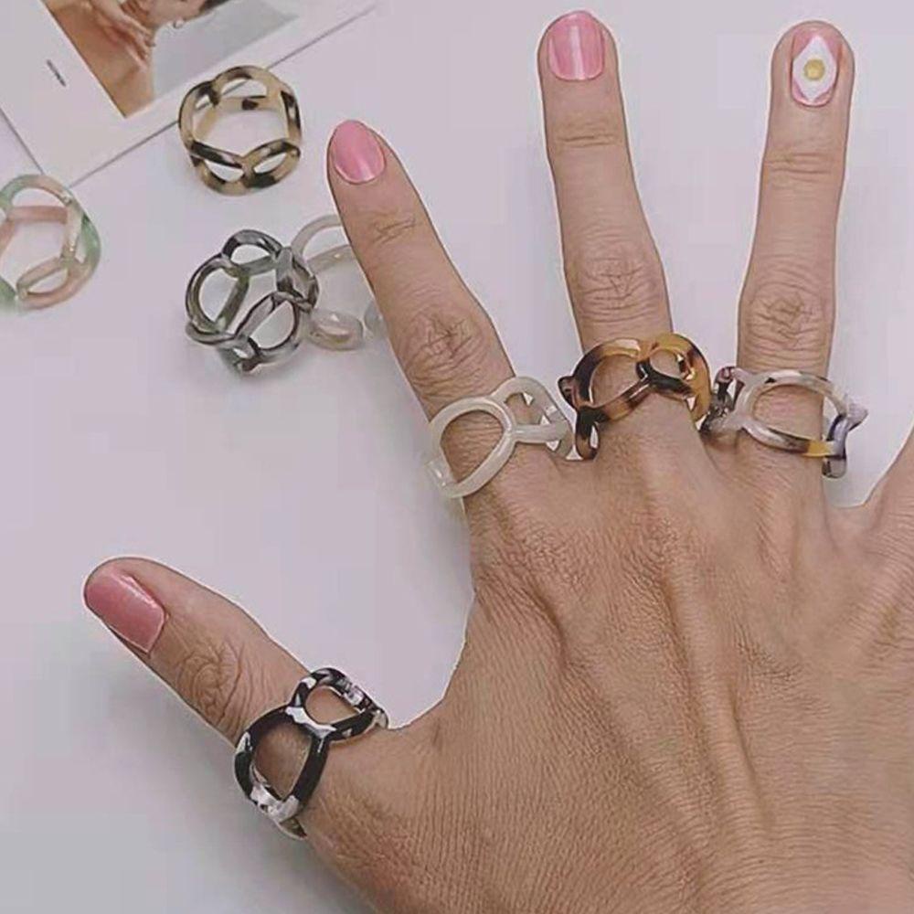 Mxbeauty Cincin Jari Terbuka Trendi Geometris Asam Asetat Berongga Perhiasan Fashion Bulat Leopard