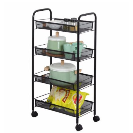Rak Dorong 4 Susun Ginger Rack Trolley Besi Kuat Roda 4 Lantai