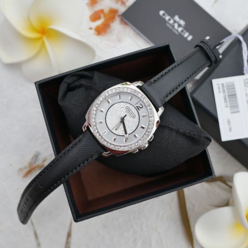 Coach Boyfriend Leather Strap Black/Silver Watch 14503152