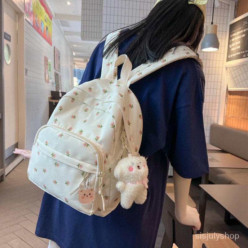 [✅BISA COD]  #Sisjuly# BM Ransel BM Ransel Tas Ransel Wanita Kecil Bunga Gaya Kampus Wanita Kecil Segar Tas Travel Mahasiswa Versi Ko