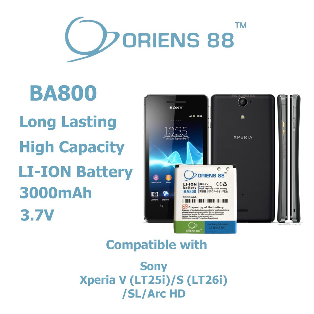 (P) Baterai batre battery Sony xperia S / LT26i / LT25i / BA800 double power/IC ORIENS88