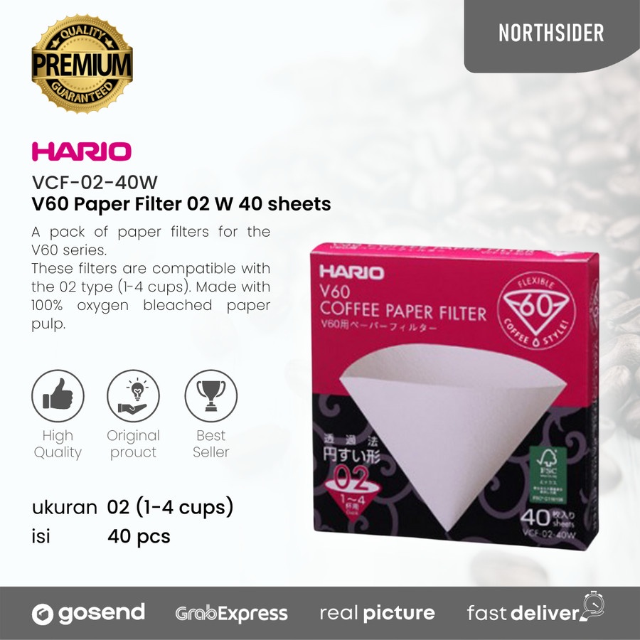 Hario Paper Filter VCF-02-40W