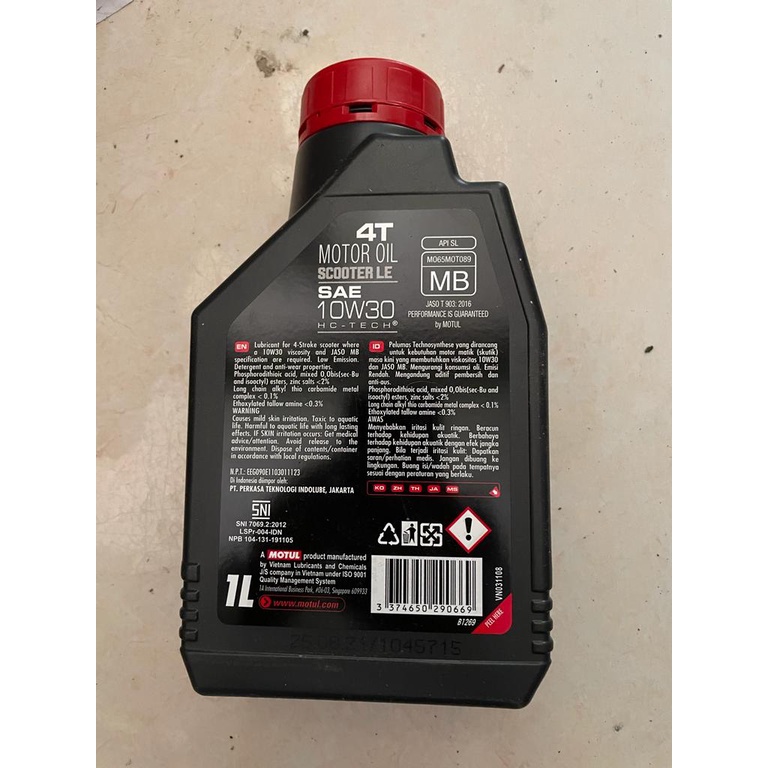 OLI MOTUL SCOOTER LE MATIC 10W-30 1L 100% ASLI