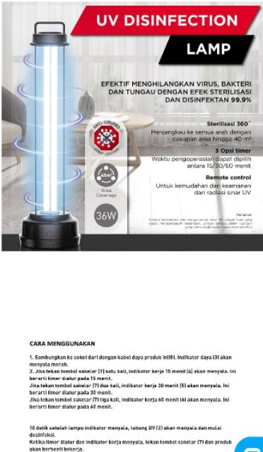 Krisbow lampu UV disinfektan, Membunuh virus, bakteri,&amp; tungau