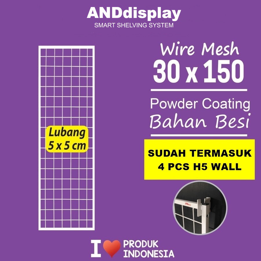 WIREMESH 30 X 150 CM PLUS H-5 WALL RAM DISLPAY CANTOLAN DINDING