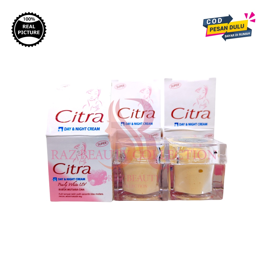 2 Pcs Cream Citra Super 2 in 1 - Cream Citra Day & Night Pearly White UV Super Bubuk Mutiara