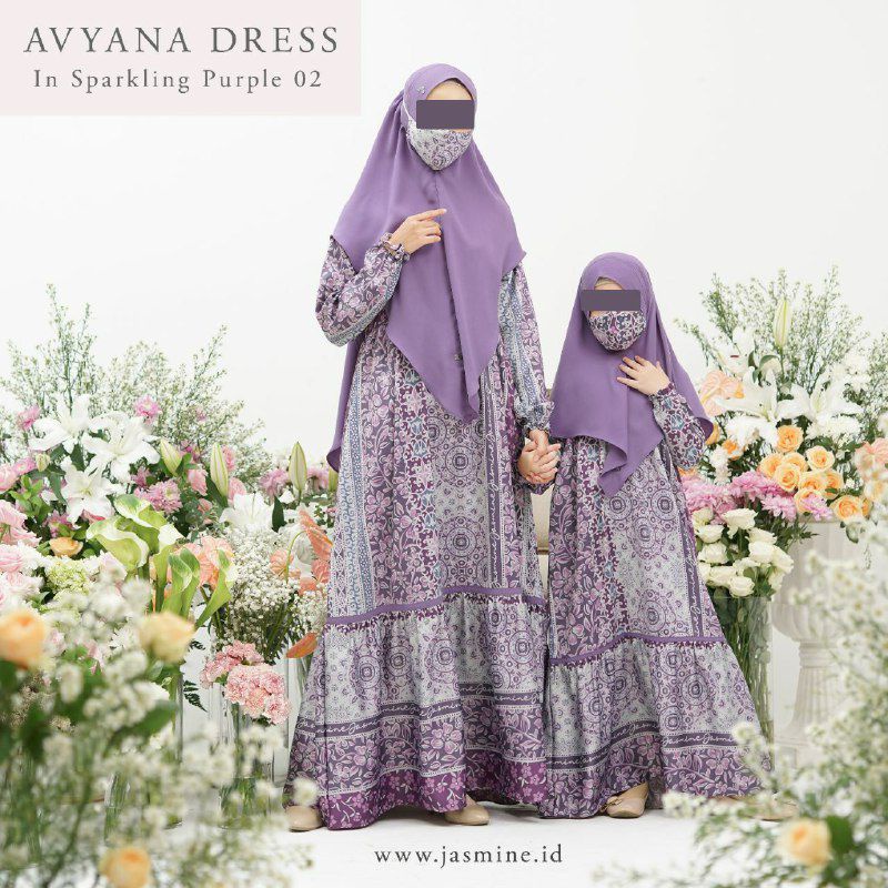 AVYANA KIDS dress | By Jasmine Lidia hadiwinoto ORI gamis motif printing Purple