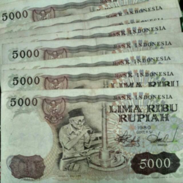 Uang Kuno Asli Rp. 5000,- tahun 1980 Asah Intan.
