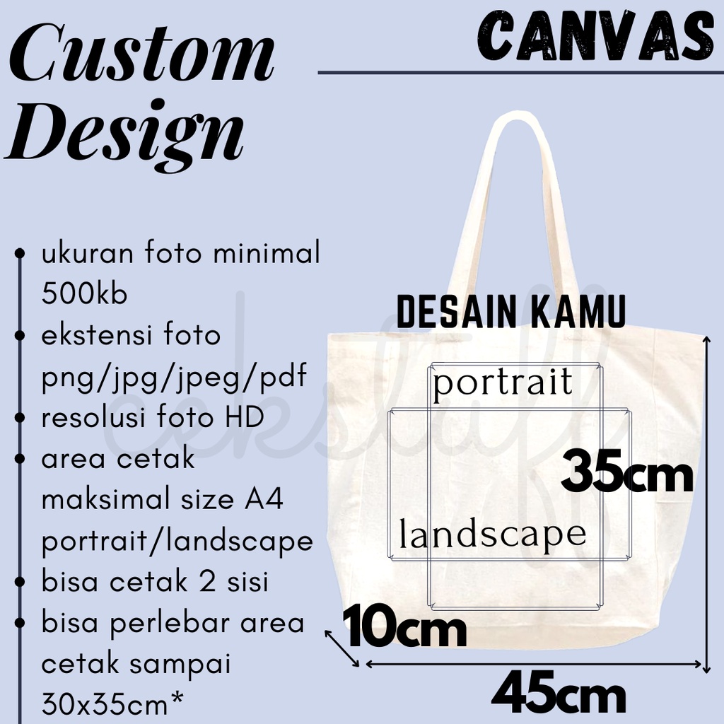 (45x35x10) CUSTOM TOTEBAG KANVAS LANDSCAPE BESAR SATUAN MURAH. CUSTOM TOTEBAG SEKOLAH / TOTEBAG KULIAH / TAS KULIAH / TAS SEKOLAH