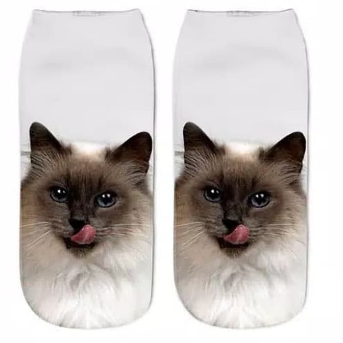 Kaos Kaki Pendek Wanita Lucu Imut Motif Kucing dan Monyet