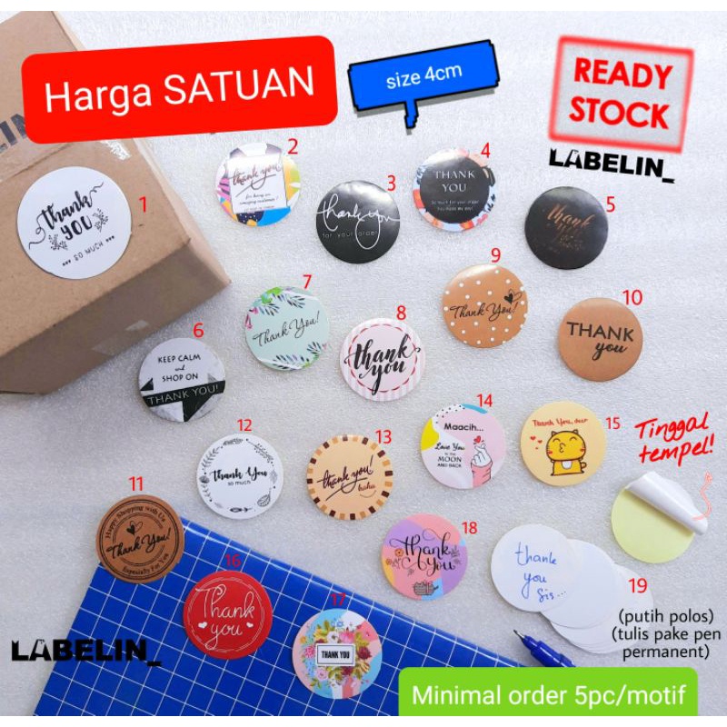 

READY SATUAN Stiker thankyou thank you terima kasih stiker ucapan thank you sticker