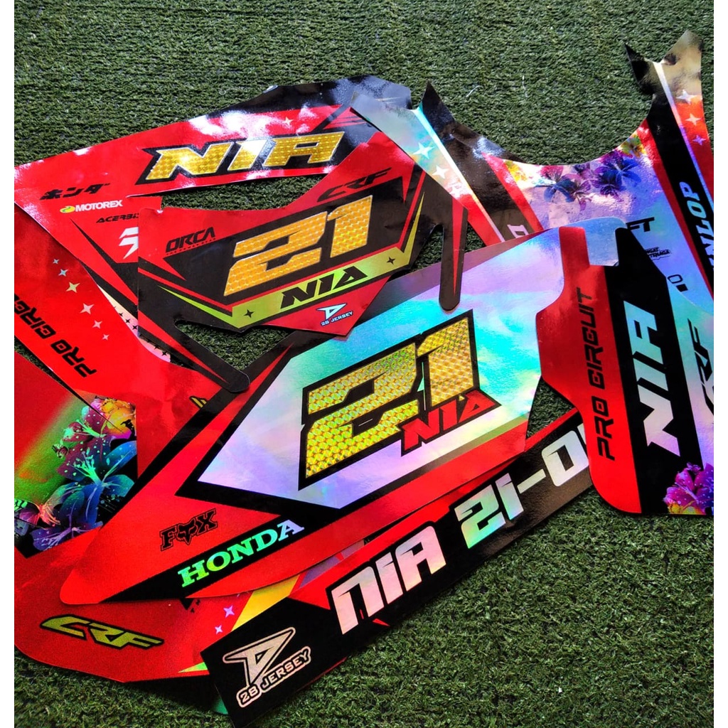 Decal sticker crf 150l hologram kombinasi gold carbon fullbody desain bebas request