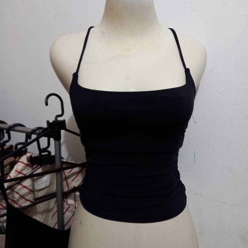 VD Tanktop hitam tali silang