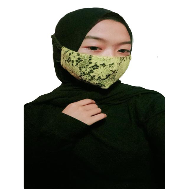 masker brukat elizhabet tali serut puring ruberto