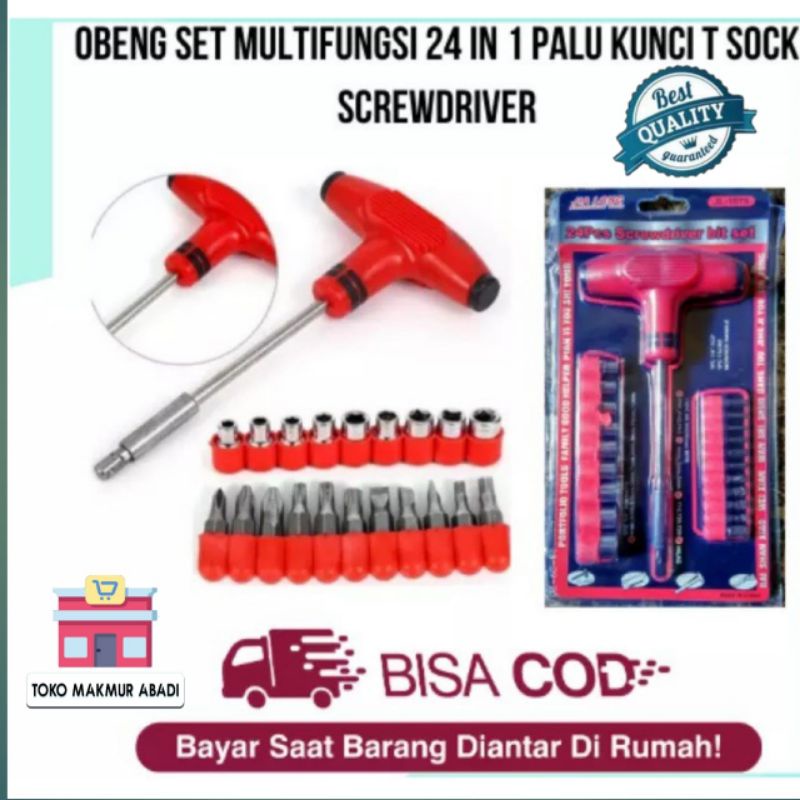 Obeng Set 24 in 1 - Multifungsi Kunci Shock Obeng Palu Kunci T Komplit