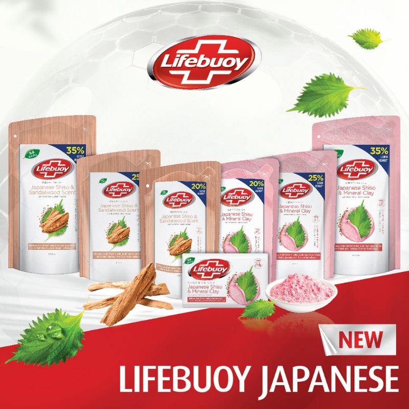 Lifebuoy Sabun Mandi Cair 825 ML Shiso &amp; Sandalwood Japanese 900ml Anti Bakteri