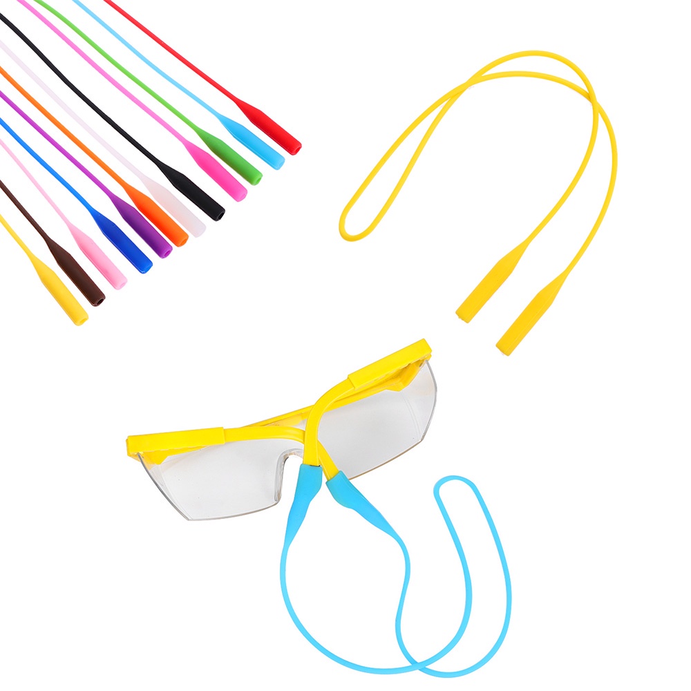 ROW 2pcs Adjustable Silicone Eyeglasses Straps Lanyards Anti Slip Sunglasses String Ropes 12 Colous Sports Cord Holder Band High Elastic Glasses Chain/Multicolor