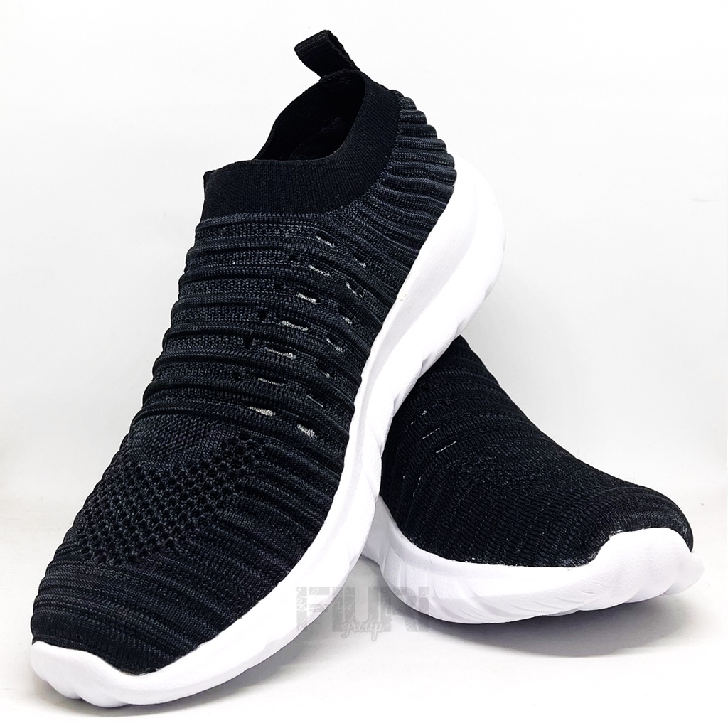 FIURI - ANDO ORIGINAL - ALBION HITAM 39-43 - SEPATU SNEAKERS PRIA - SEPATU OLAHRAGA PRIA - SEPATU KNIT RAJUT PRIA - SEPATU JOGGING PRIA - SEPATU SPORT - SEPATU SLIP ON PRIA - SEPATU COWOK