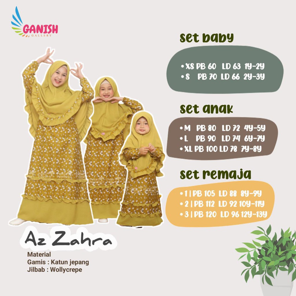 GAMIS REMAJA AZZAHRA/ BAJU MUSLIM ANAK PEREMPUAN/ GAMIS ANAK/ SETELAN MUSLIM ANAK