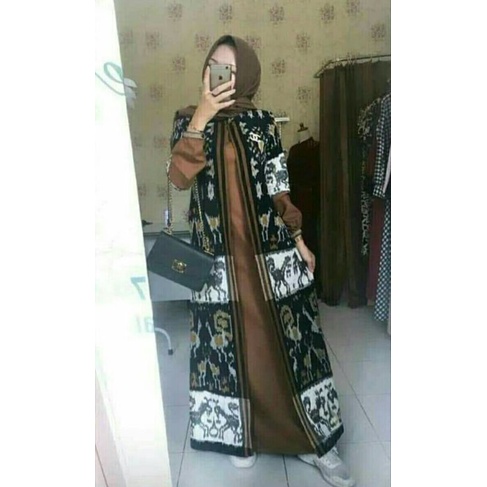 Gamis Tenun model cardigan