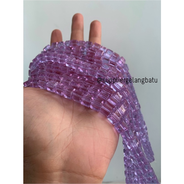 kristal Ceko kotak 8 x 8mm SOFT PURPLE QUARTZ crystal bross manik ungu