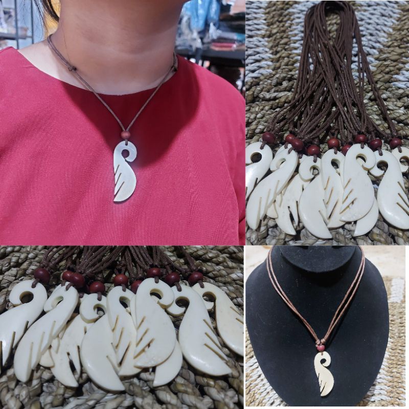 4s Grosir Solo || Kalung Tali Bandul coklat dengan Liontin Semir Tulang || Kalung Jogja || Kalung Etnik Pria Dan Wanita Dengan Liontin Tulang