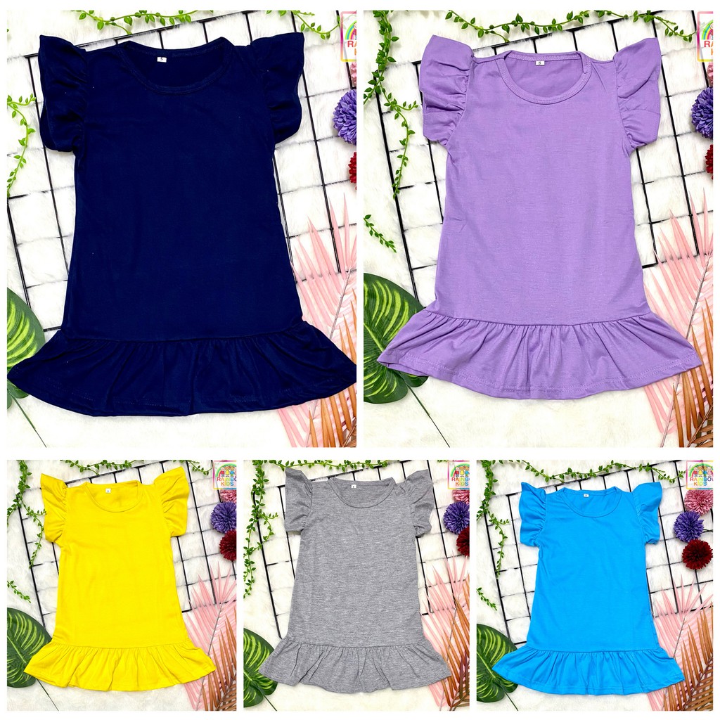 Rainbow - Dress Ruffle Polos Anak / Daster Polos Anak Cewek Usia 1 - 5 Tahun