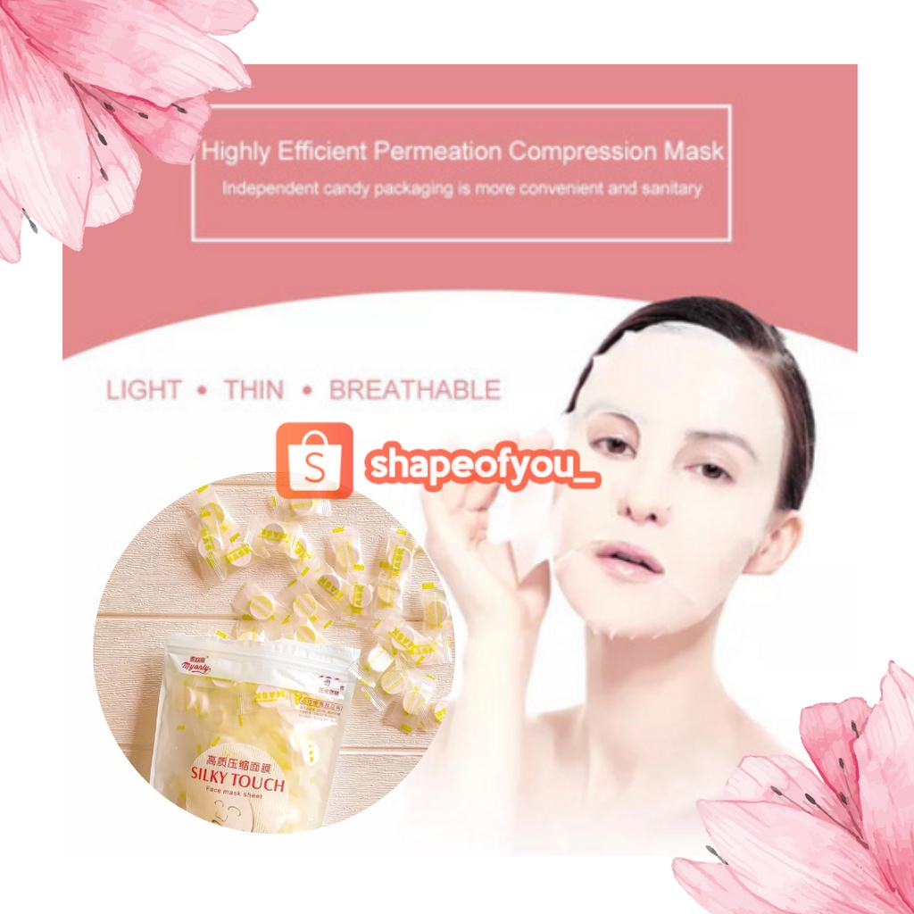 Masker Wajah Korea DIY Compressed Mask SILKY TOUCH Face Mask Permen Putih Melembabkan Murah Paper