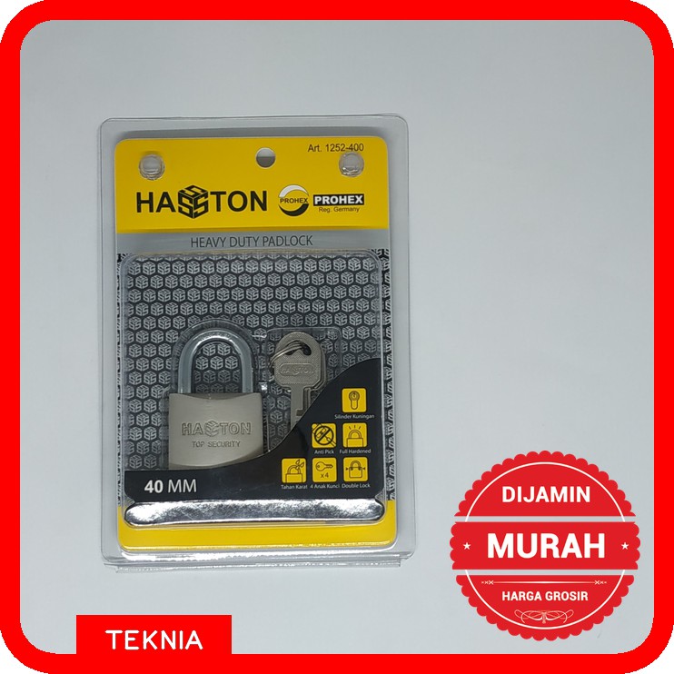 Gembok Hasston Prohex Leher Pendek 40mm (1252-400)
