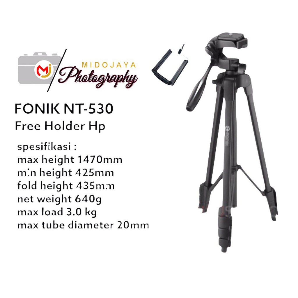 Tripod Kamera dan Smartphone E-Fonik FT530/ Fonik NT-530 Free Holder Hp dan Tas