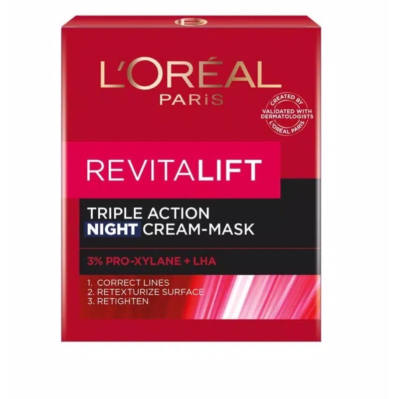 L'OREAL REVITALIFT TRIPLE ACTION NIGHT CREAM MASK 50ML