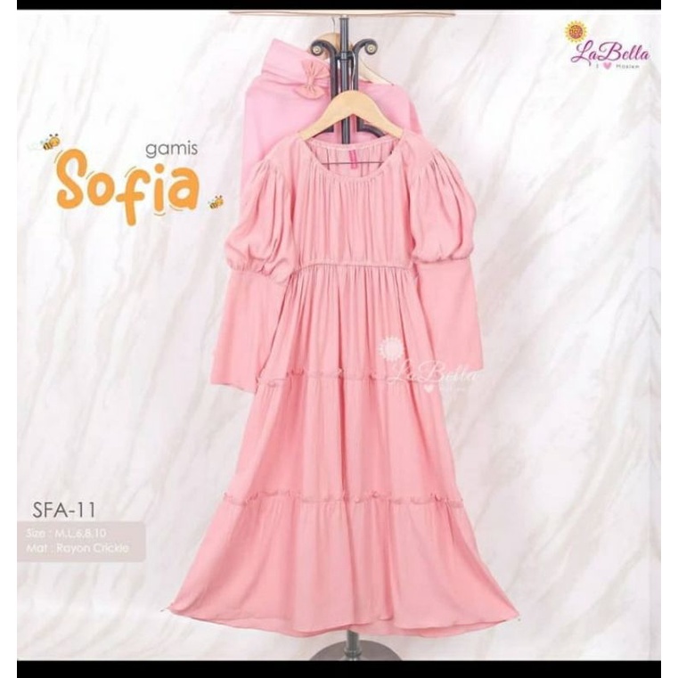 gamis anak sofia bahan shakila premium 8-12 tahun