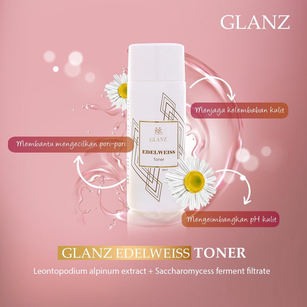 Glanz Edelweis Skincare Series All Varian Lipstik Series Facial Foam Toner Day Cream Night Cream Vitamin C Serum Lip &amp; Chek Cream Original kk Indonesia