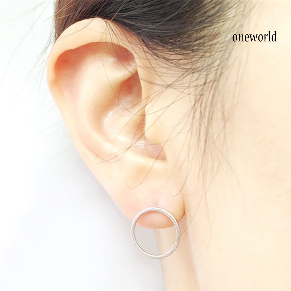 OW@ Fashion Simple Hollow Circle Charm Ear Stud Earrings Women Party Jewelry Gift