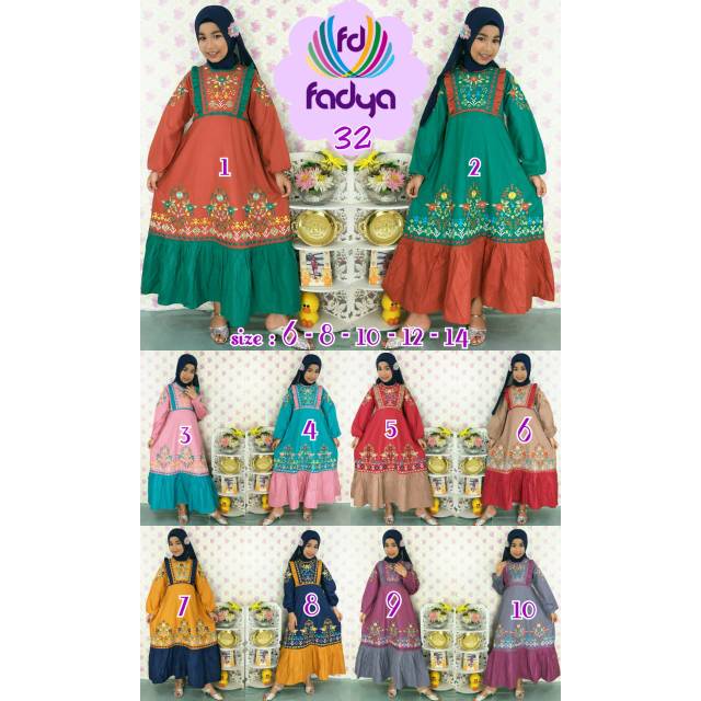 Gamis fadya / gamis anak katun bordir / gamis anak muslim fadya 32