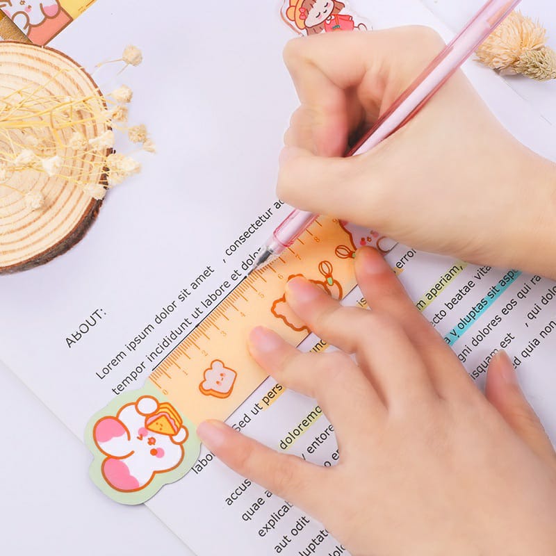 Penggaris Magnet Bear Unicorn Karaketer Ruler Alat Tulis Sekolah Cewek Perempuan