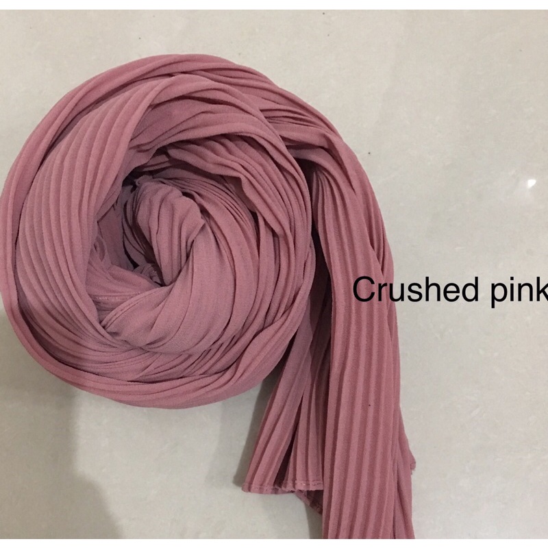 [TANPA GARIS TENGAH] FULL PLISKET PASHMINA pashmina plisket ceruty babydoll pasmina plisket-Crushed pink