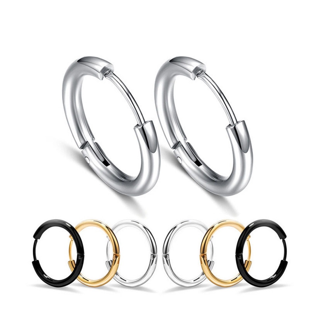 1pc Anting Hoop Titanium steel Diameter 2.5MM Hypoallergenic Gaya Punk Untuk Pria / Wanita