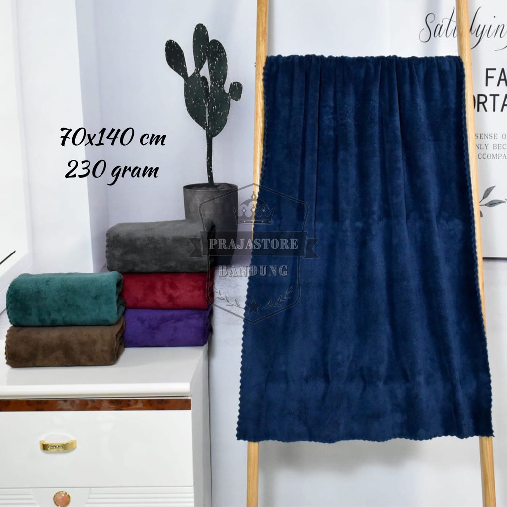 Handuk Mandi Dewasa Microfiber Woll Towel Lembut Daya Serap Tinggi 70X140 Tebal Murah Satine Polos Bulu