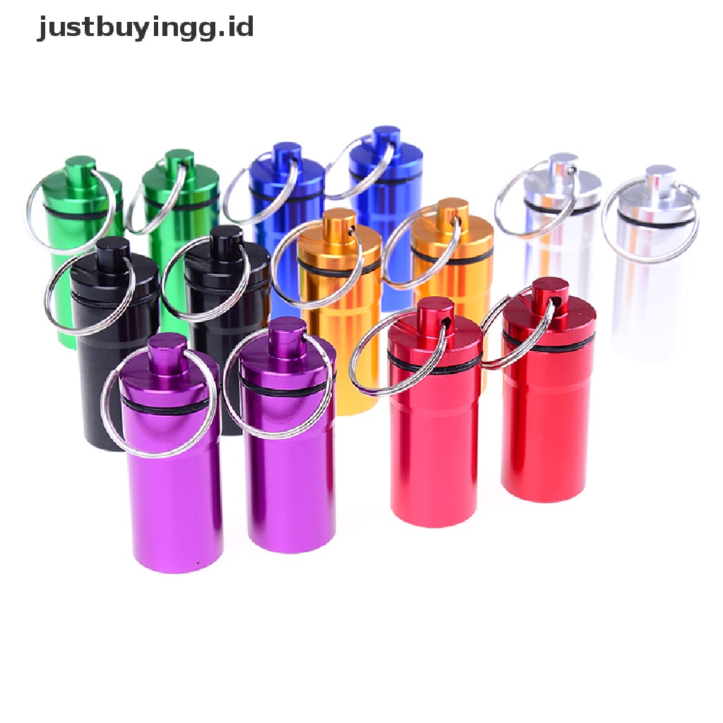 (Justbuyingg.Id) 2pcs / Set Botol Kontainer Pil / Obat Bahan Aluminum Anti Air Portabel