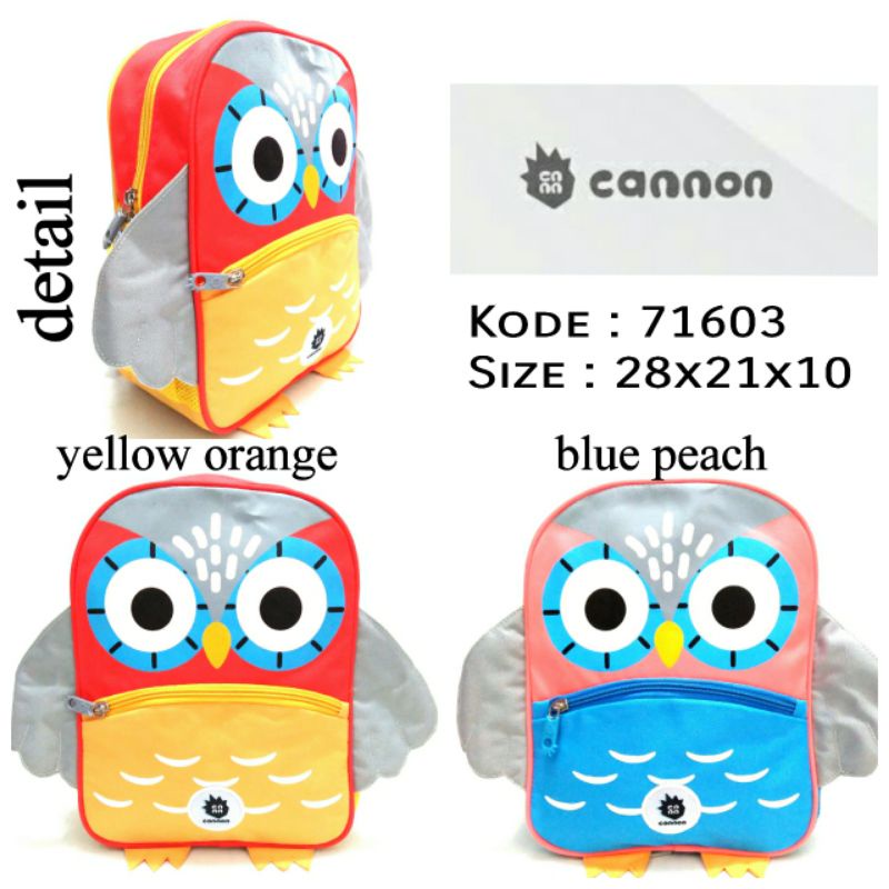 TAS RANSEL SEKOLAH ANAK PAUD LUCU OWL  2Warna CANNON 71603 Termurah